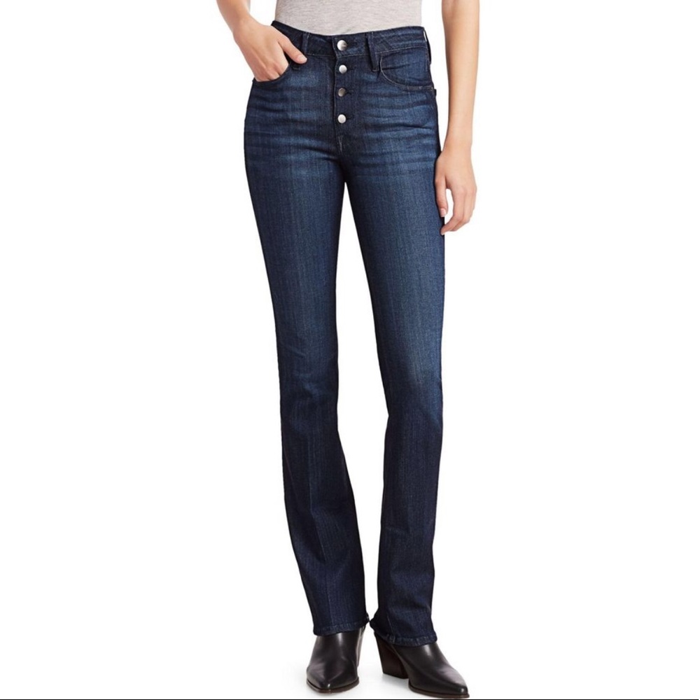 FRAME Le mini boots button fly high waist jeans
